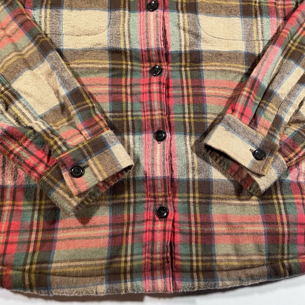 LL Bean Plaid Sherpa Lined Flannel Shirt Jacket Shacket Relaxed Women's Large - Picture 2 of 10